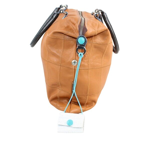 GABS Brown Leather Patchwork Made In Italy Large Zipper Tote Handbag Purse Bag - Picture 4 of 12